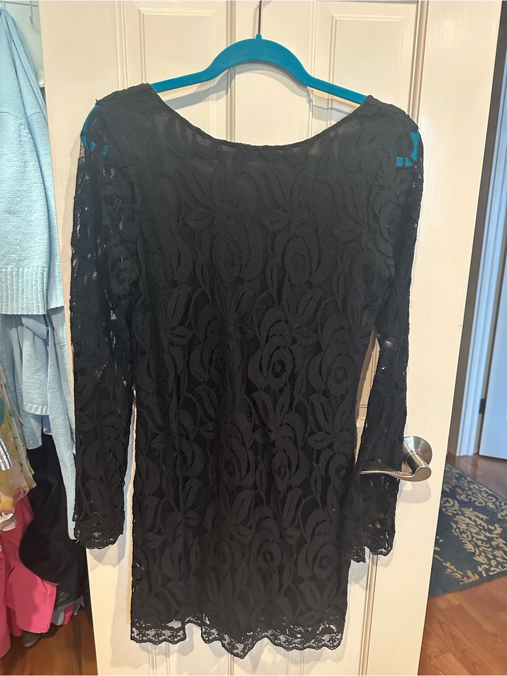 love, Fire Black Long-Sleeve Lace Dress